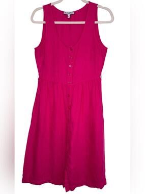 Michael Stars Lulu Linen Button Front Dress Pink Size Small